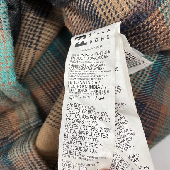 Billabong Brown Blue Plaid Shacket | Men’s Regular L - Picture 2 of 5